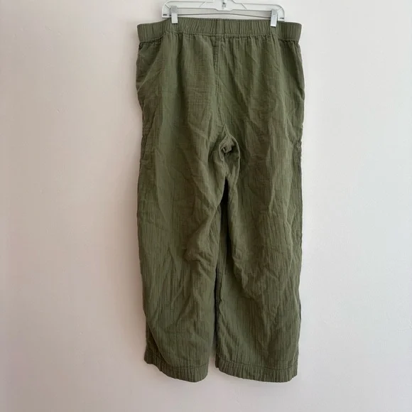 Old Navy Gauzy Cotton Wide Leg Pants Olive Green Beach Vacation Pull on XL - Picture 6 of 11